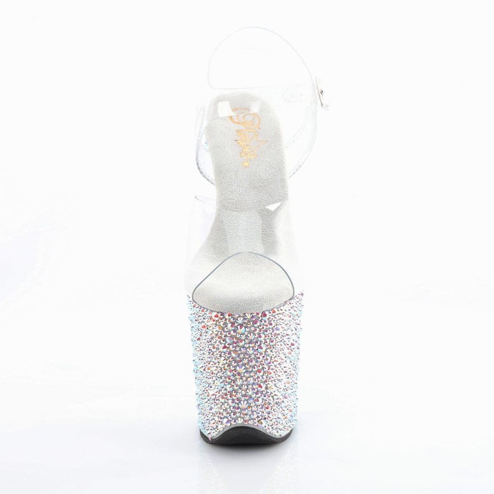Pleaser - BEJEWELED808MS Ankle strap sandal, Pole dance shoes - White